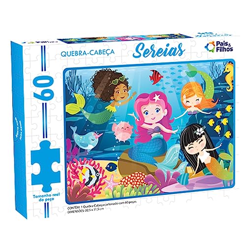 Quebra-cabeça Sereias com 60 peças